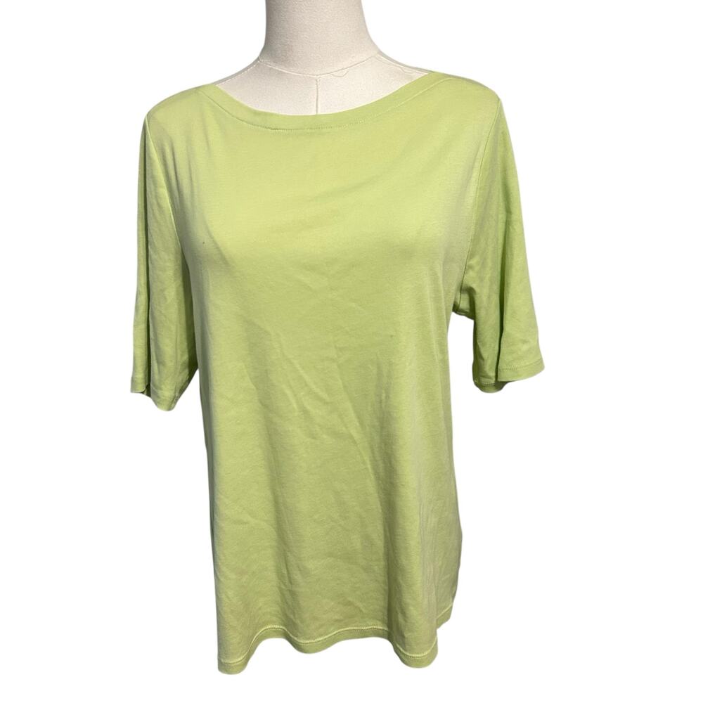 Charter Club Luxury SZ PXL100% Pima Cotton Basic 3/4 Sleeve Top Green Casual